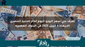تعرف على سعر اليورو اليوم أمام الجنيه المصري الأربعاء 9 أبريل 2025 في البنوك المصرية